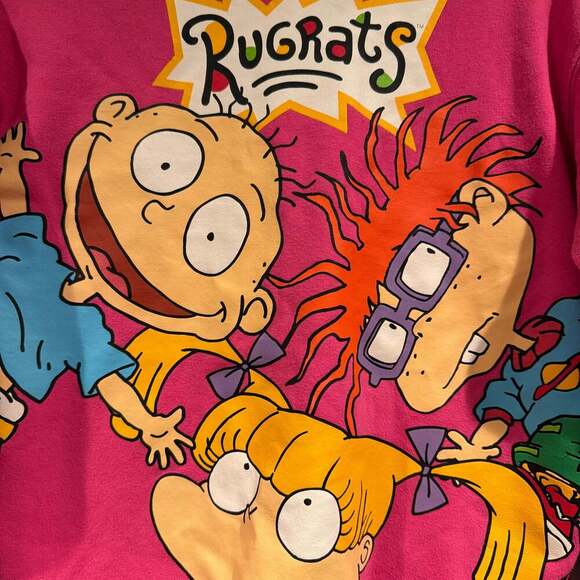 Rugrats Sweater Womens XS Junior Teens Pink Crewneck Sweatshirt Big Graphic - Picture 2 of 4